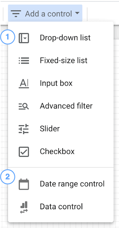 Add a Control in Google Data Studio Image