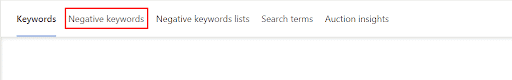 Select "Negative Keywords"