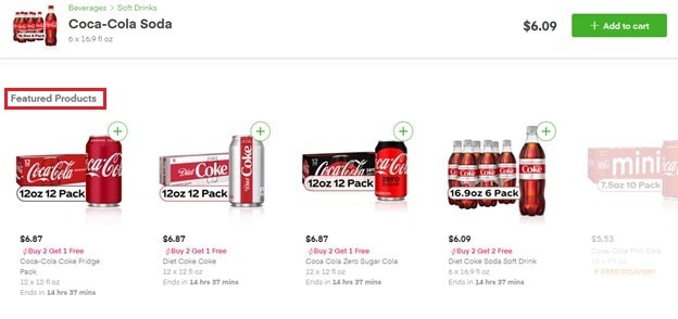 Another common place for Instacart featured products to appear are in item detail pages.
