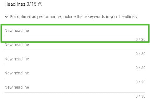 You can pin a headline to always appear in either the first or last position.